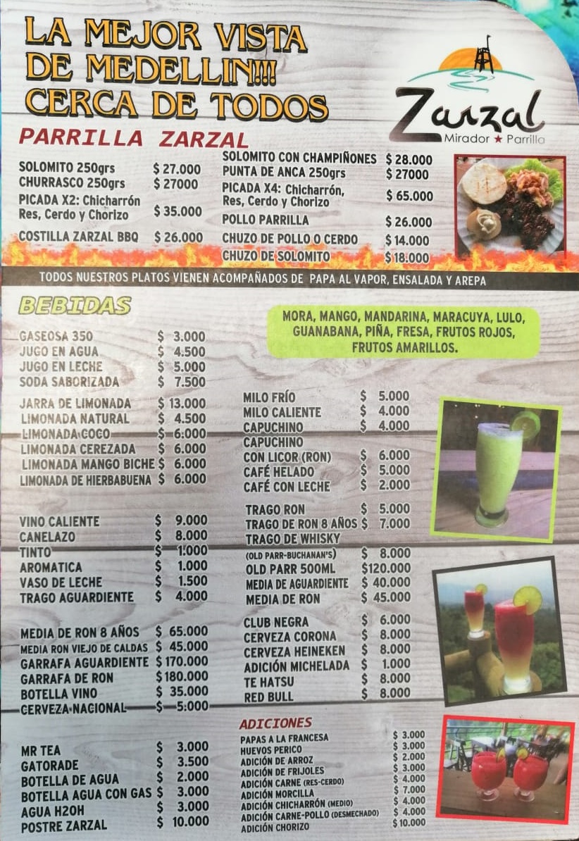 Carta de ZARZAL MIRADOR PARRILLA — página 1